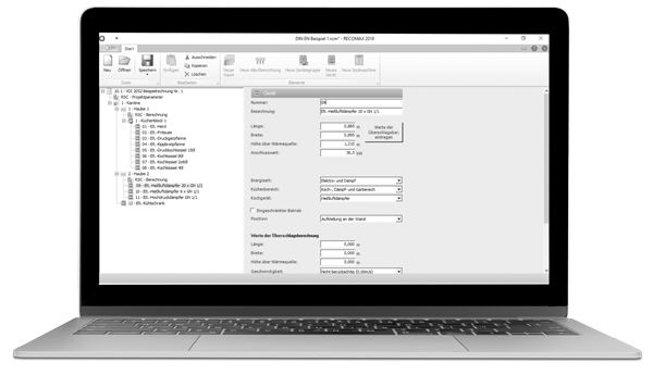 RECOMAX Auslegungssoftware RECOMAX Auslegungssoftware für Großküchen