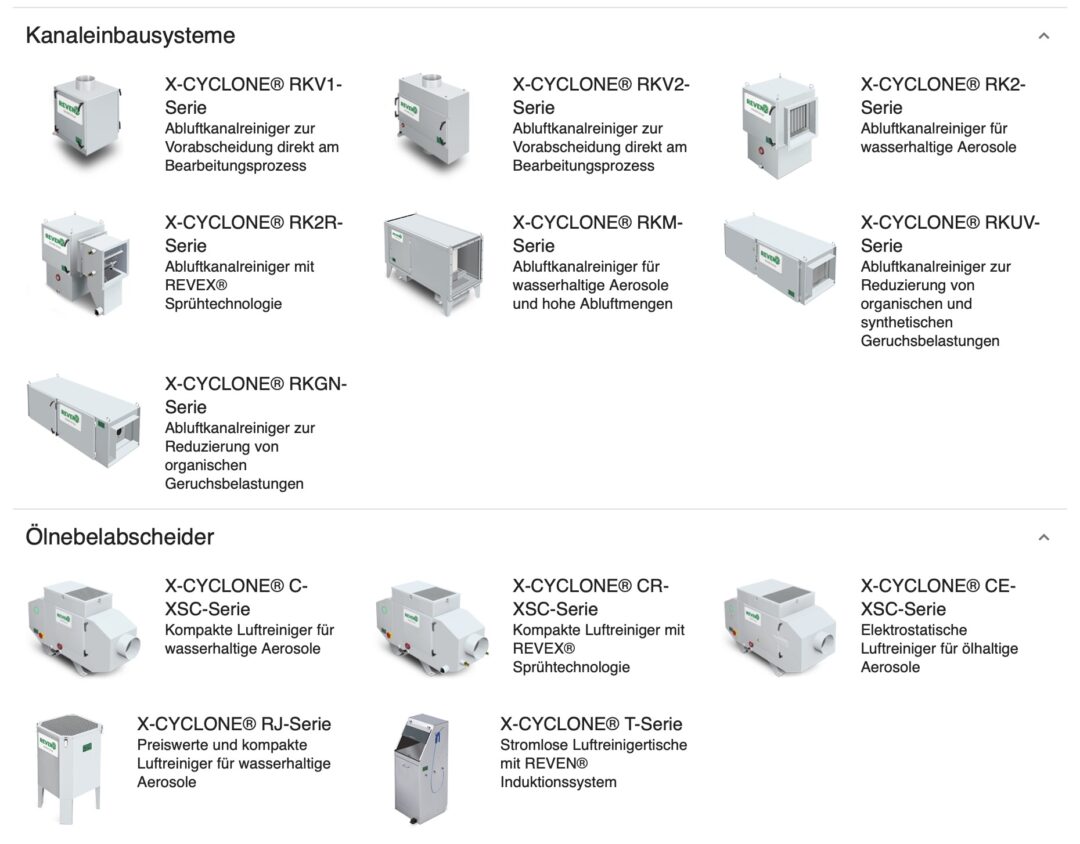 Der REVEN online Produkt Konfigurator