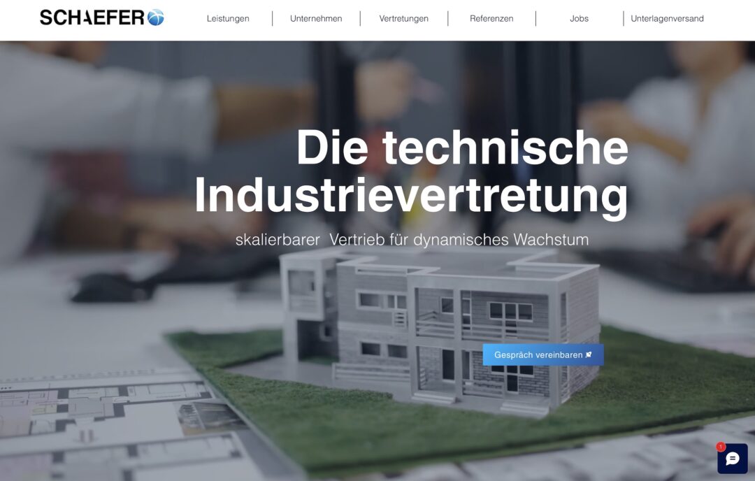 Die Webseite der SCHAEFER Industrieagentur GmbH