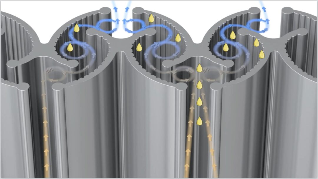 Sichere Drainage im Aerosolabscheider durch rauhe Oberflächen