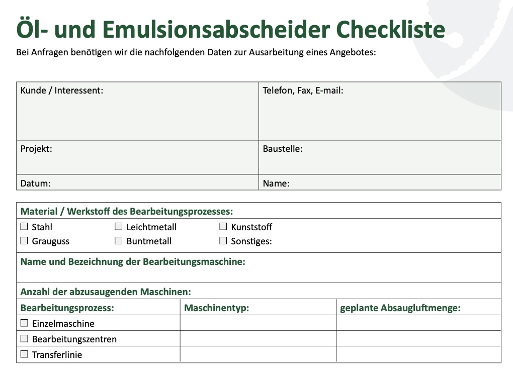 Download der Öl- und Emulsionsabscheider Checkliste von REVEN